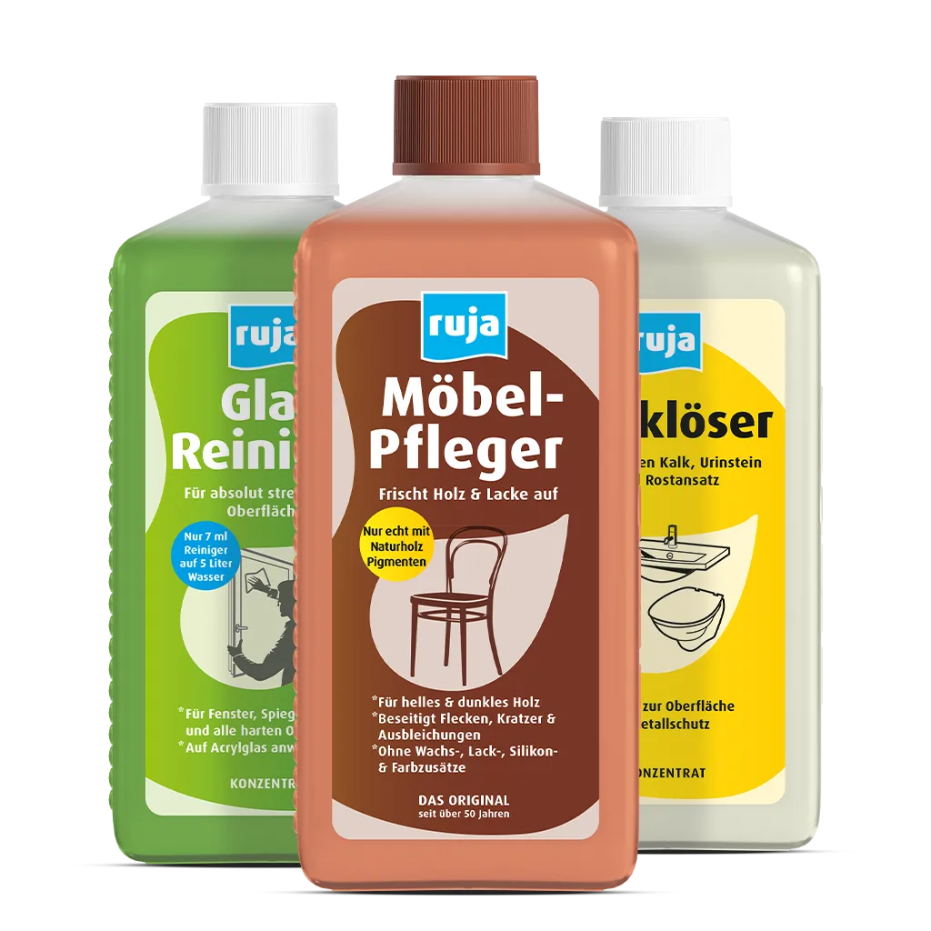 ruja Möbel-Pfleger, Kalklöser und Glasreiniger