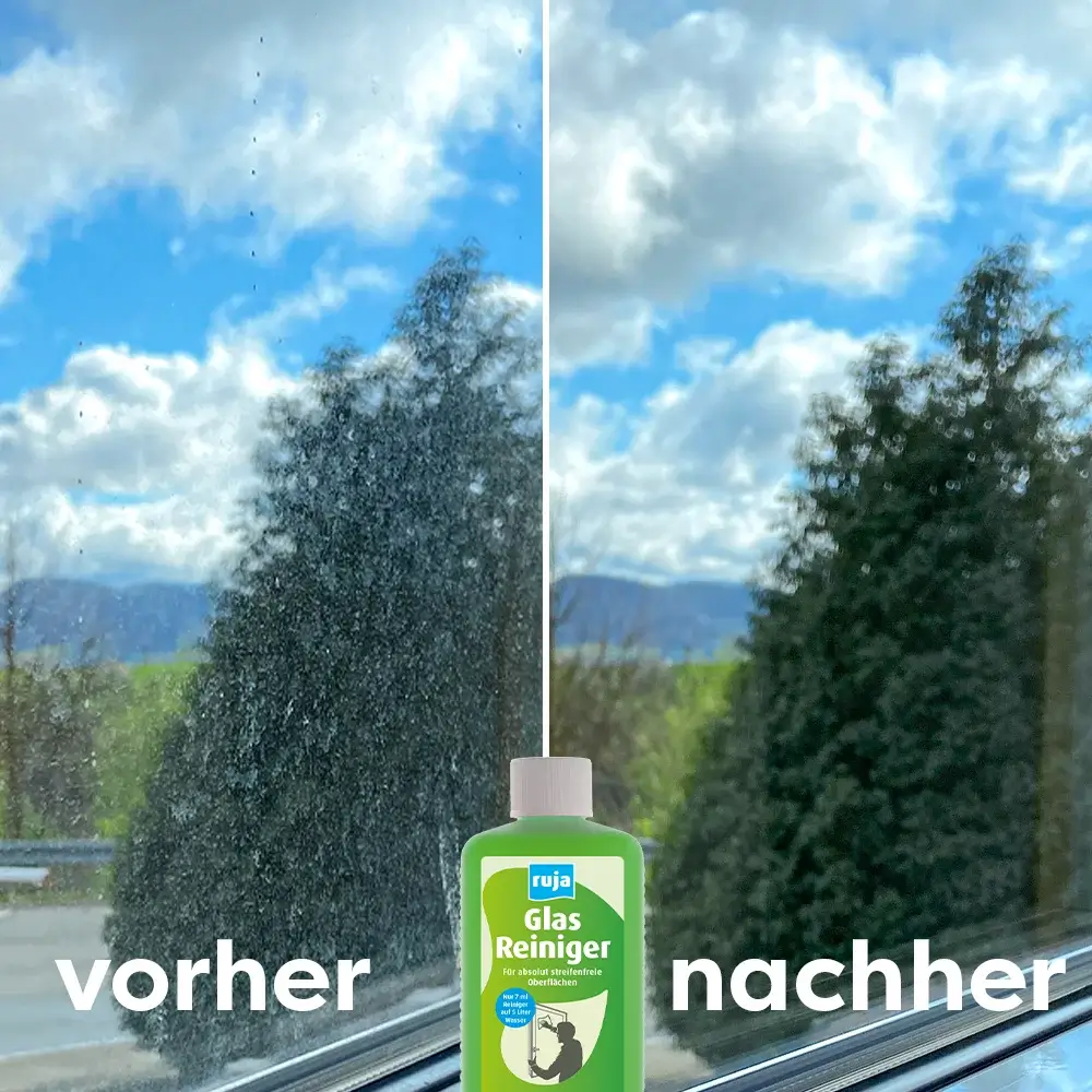 Vorher-nachher Vergleich Fensterscheibe