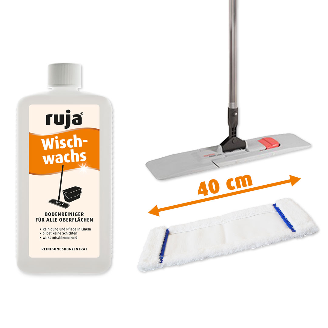 ruja Wischwachs & Wischmopp | 1 Liter Wischwachs & Magnetklapphalter 40 cm inkl. Wischmopp