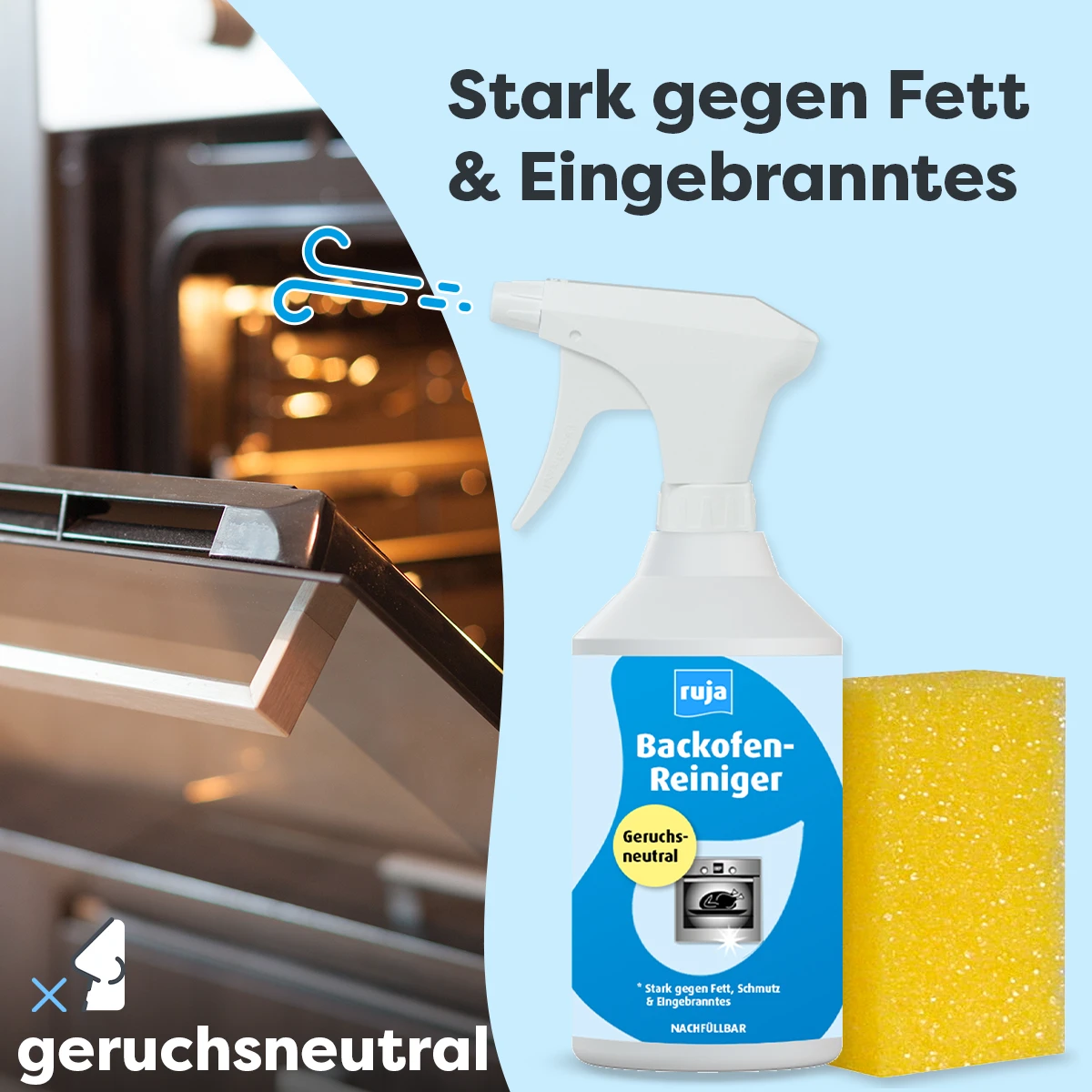 Backofen-Reiniger | 500 ml Sprühflasche inkl. Spezialschwamm