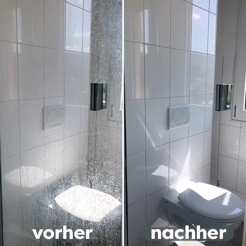 Vorher-nachher Vergleich Duschtrennwand